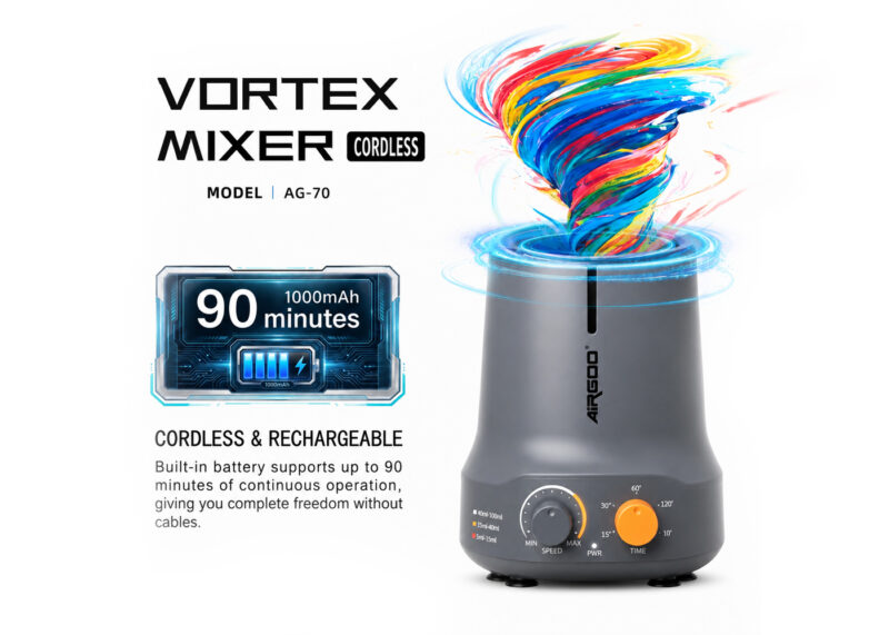 Airgoo AG-70 cordless vortex mixer for airbrush and model paints with rechargeable 1000mAh battery