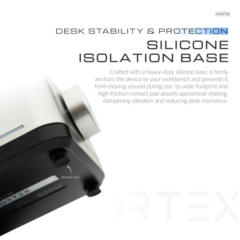 Silicone isolation base on the Gaahleri Voortex Automatic Paint Mixer reduces vibration