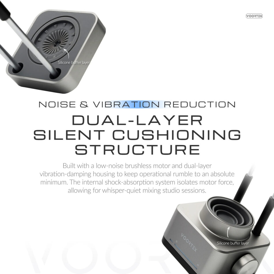 Dual-layer noise and vibration reduction on the Gaahleri Voortex Automatic Paint Mixer
